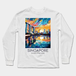 A Pop Art Travel Print of Singapore Long Sleeve T-Shirt